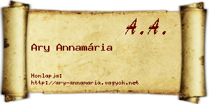Ary Annamária névjegykártya
